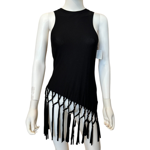 TOPSHOP NORDSTROM ~ Macrame Style Fringe Tank Top 4/6 BoHo Concert S - Picture 3 of 8